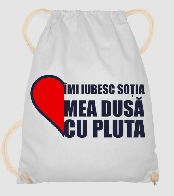 îmi iubesc soția mea dusă cu pluta model alb pe tricou