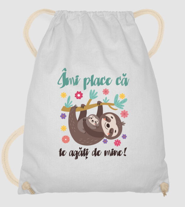 Îmi place să mă agăț de tine! Te iubesc mamă! model alb pe tricou