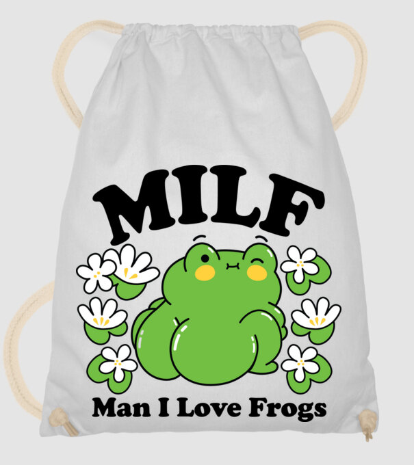 MILF man i love frogs model alb pe tricou