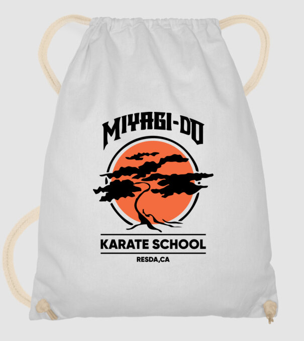 Miyagi-do karate school model alb pe tricou