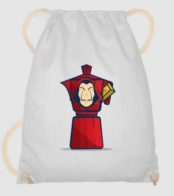 money heist coffee model alb pe tricou