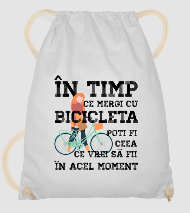 în timp ce mergi cu bicicleta poți fi ceea ce vrei să fii - în acel moment model alb pe tricou