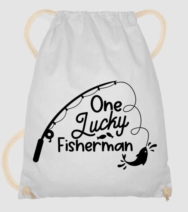 One lucky Fisherman model alb pe tricou