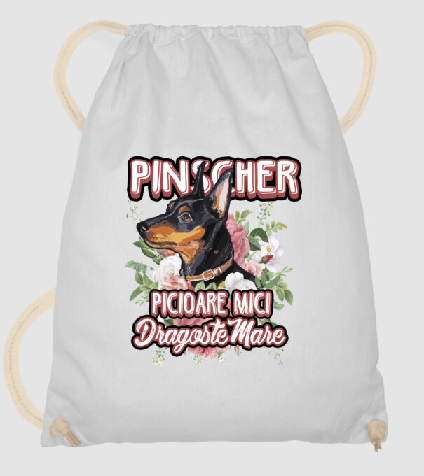 Pinscher picioare mici dragoste mare model alb pe tricou