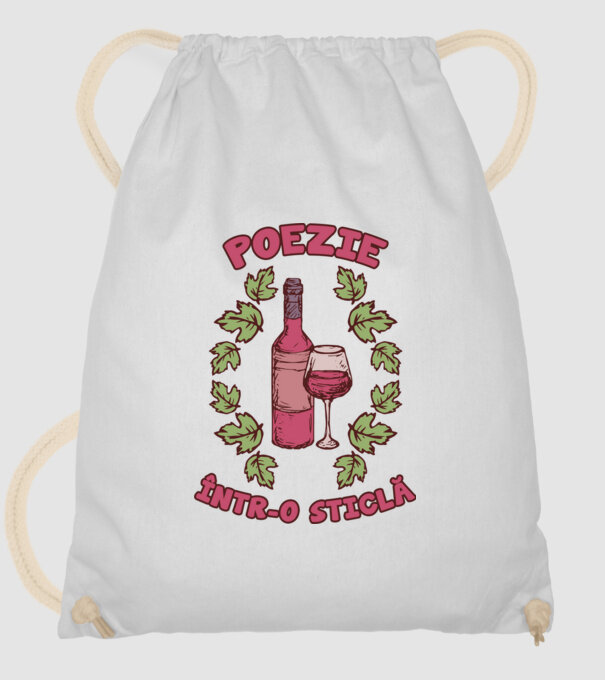Poezie într-o sticlă model alb pe tricou