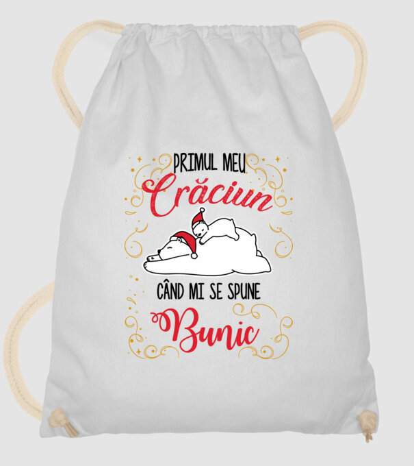 Primul meu Crăciun când mi se spune bunic! model alb pe tricou