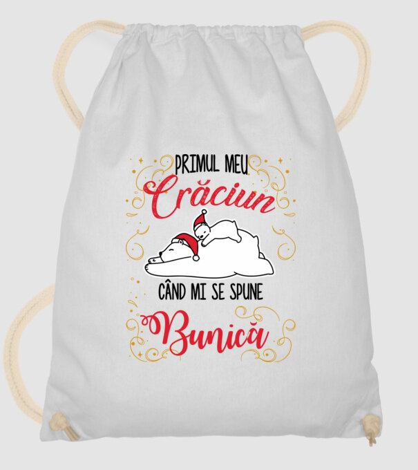Primul meu Crăciun când mi se spune bunică! model alb pe tricou