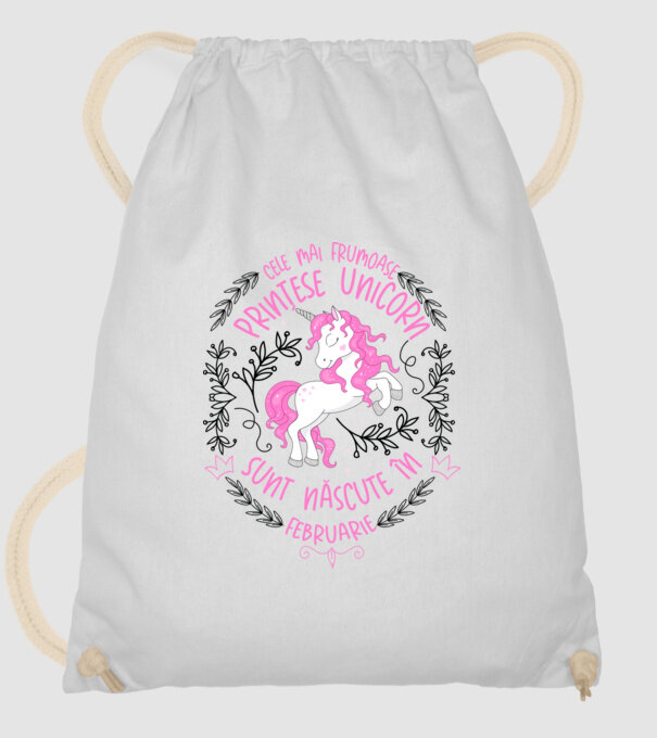 Cele mai frumoase prințese unicorn sunt născute în Februarie model alb pe tricou
