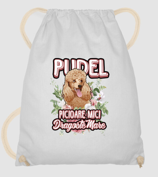 Pudel picioare mici dragoste mare model alb pe tricou