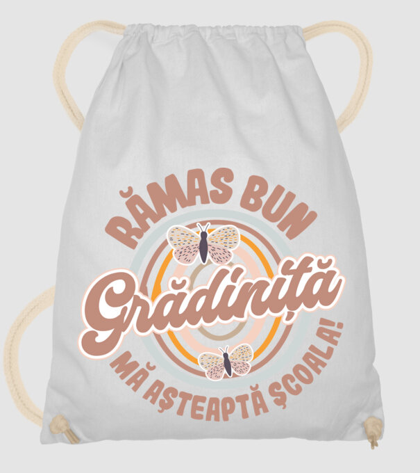 Rămas bun grădiniță, mă așteaptă școala! model alb pe tricou