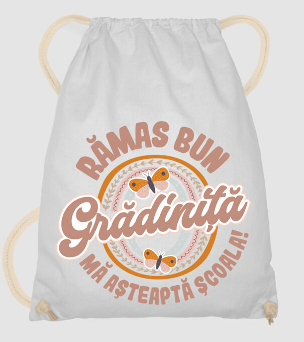 Rămas bun grădiniță, mă așteaptă școala! model alb pe tricou