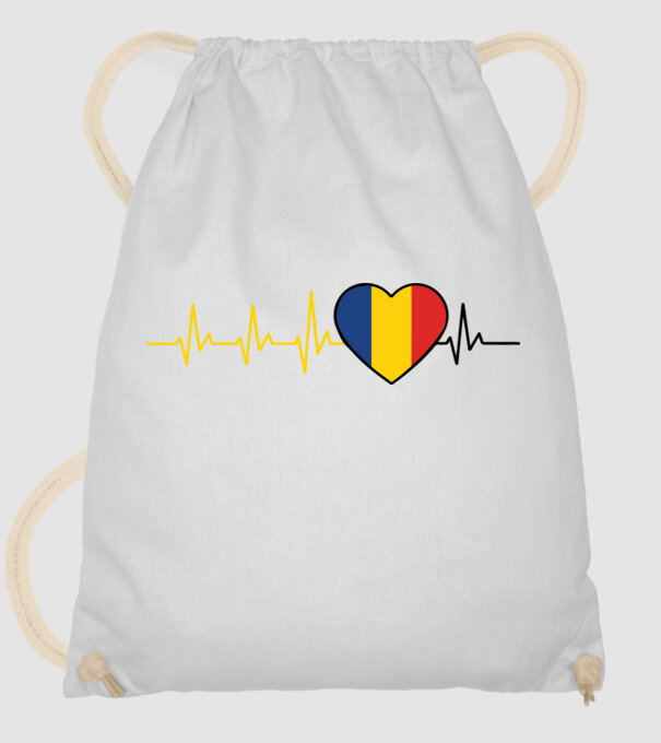România heartbeat model alb pe tricou