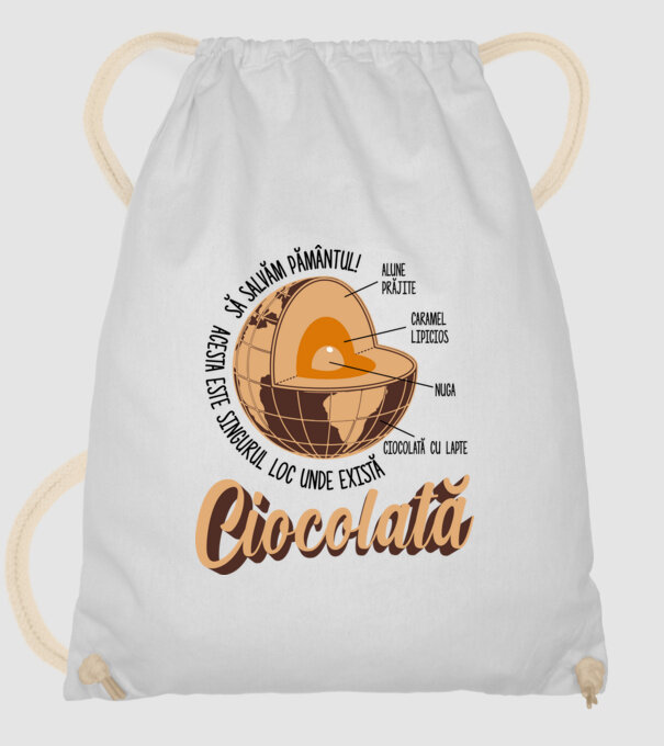 să salvăm Pământul! acesta este singurul loc unde există ciocolată - alune prăjite, caramel lipicios, nuga, ciocolată cu lapte model alb pe tricou