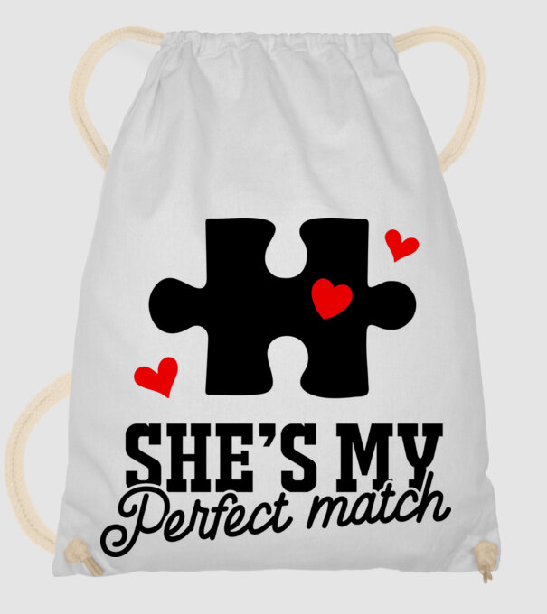 She is my perfect match model alb pe tricou