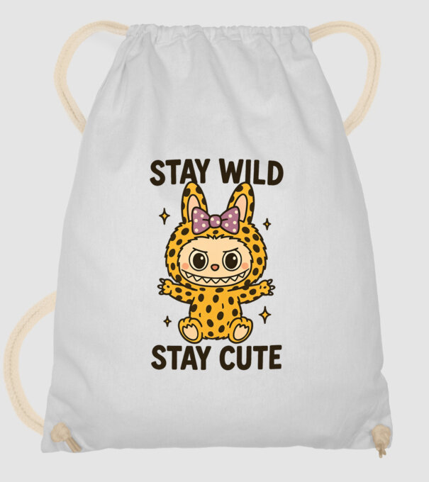Stay wild - Labubu model alb pe tricou