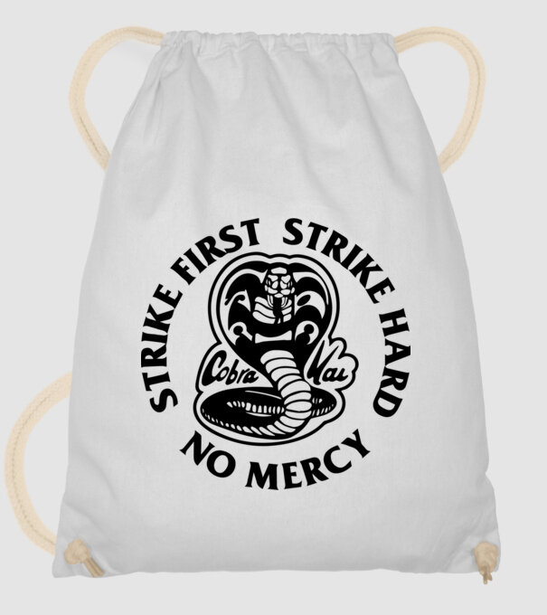 Strike first strike hard no mercy model alb pe tricou