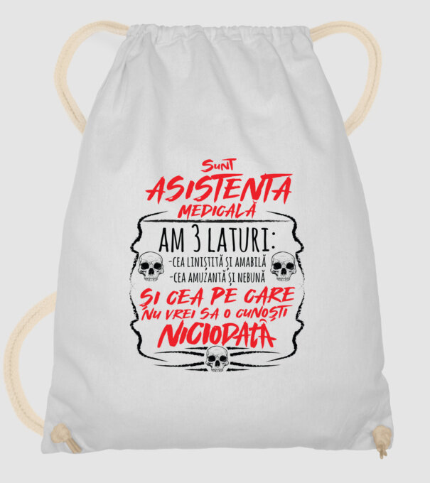 Sunt asistentă medicală am 3 laturi model alb pe tricou