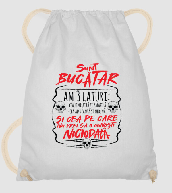 sunt bucătar am 3 laturi model alb pe tricou