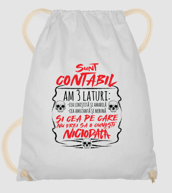 sunt contabil am 3 laturi model alb pe tricou