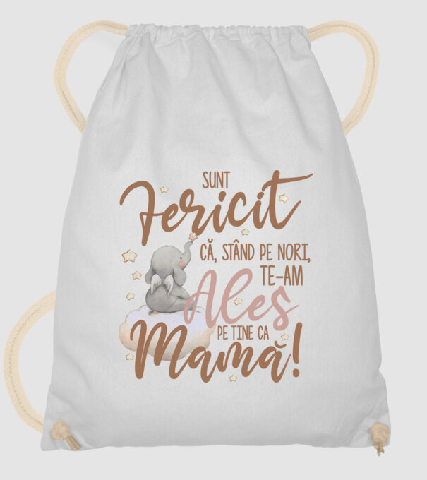 Sunt fericit că, stând pe nori, te-am ales pe tine ca mamă! model alb pe tricou