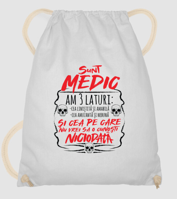 sunt medic am 3 laturi model alb pe tricou