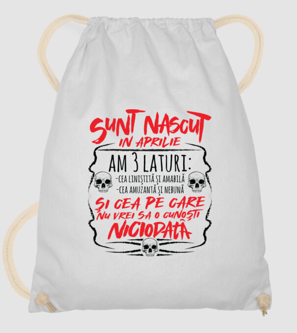 Sunt născut în aprilie, am 3 laturi model alb pe tricou