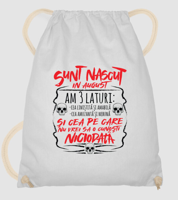 Sunt născut în august am 3 laturi model alb pe tricou