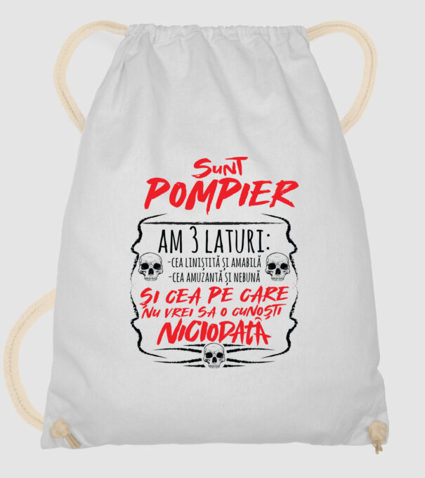 sunt pompier am 3 laturi model alb pe tricou