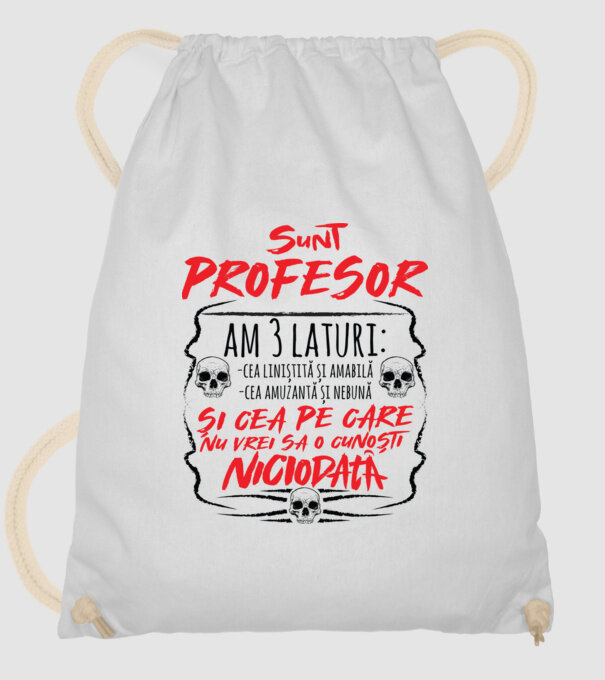 sunt profesor, am 3 laturi model alb pe tricou
