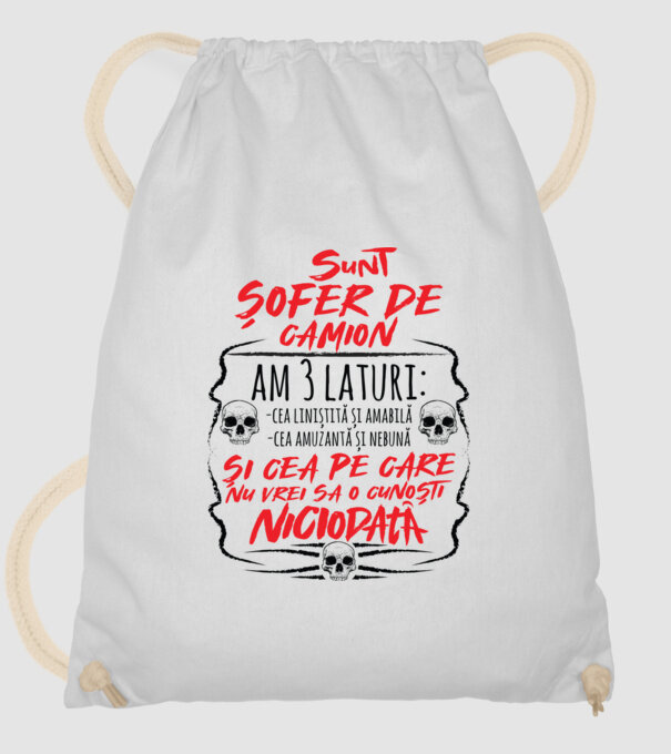 sunt șofer de camion am 3 laturi model alb pe tricou