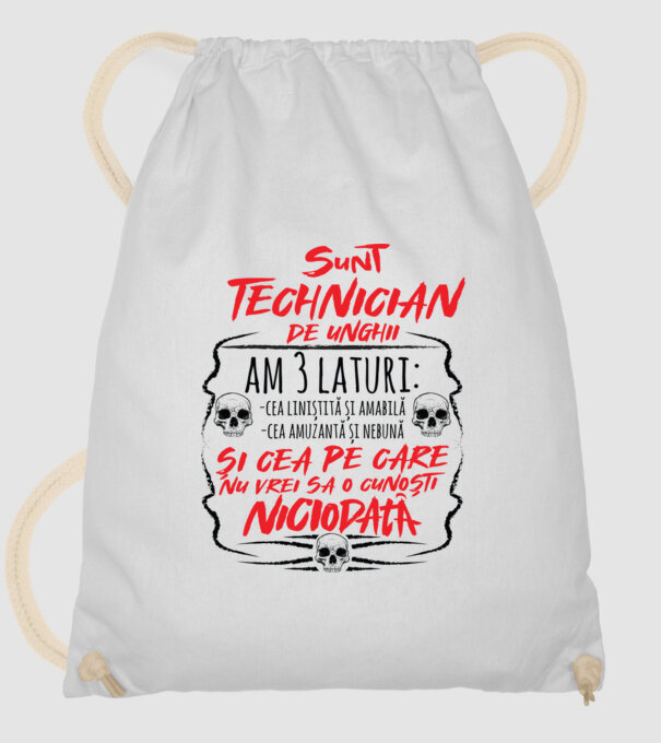 sunt tehnician de unghii am 3 laturi model alb pe tricou