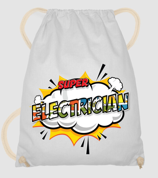 Super Electrician model alb pe tricou