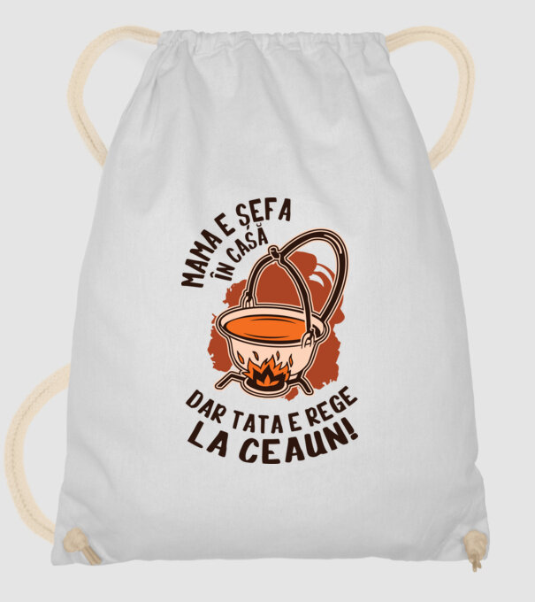 Mama e șefa în casă, dar tata e rege la ceaun! model alb pe tricou