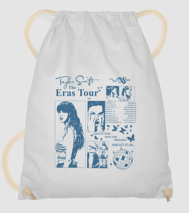 Taylor Swift ERAS print blue model alb pe tricou
