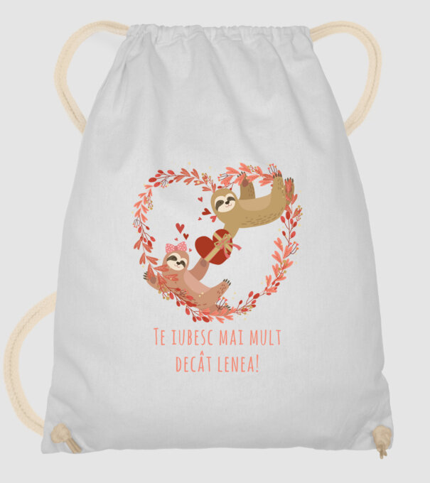 Te iubesc mai mult decât lenea model alb pe tricou