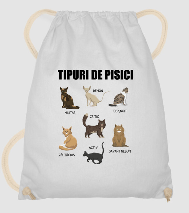 Tipuri de pisici model alb pe tricou