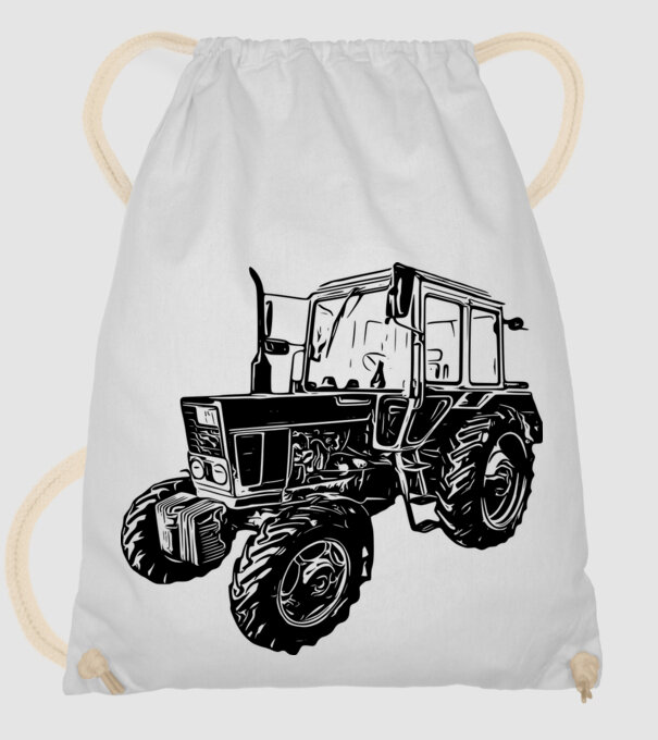TRACTOR model alb pe tricou