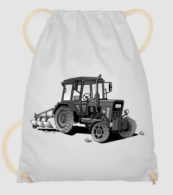 TRACTOR model alb pe tricou