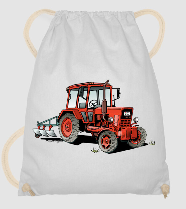 TRACTOR model alb pe tricou