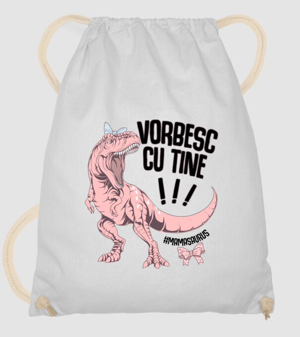 Vorbesc cu tine! #mamasaurus model alb pe tricou