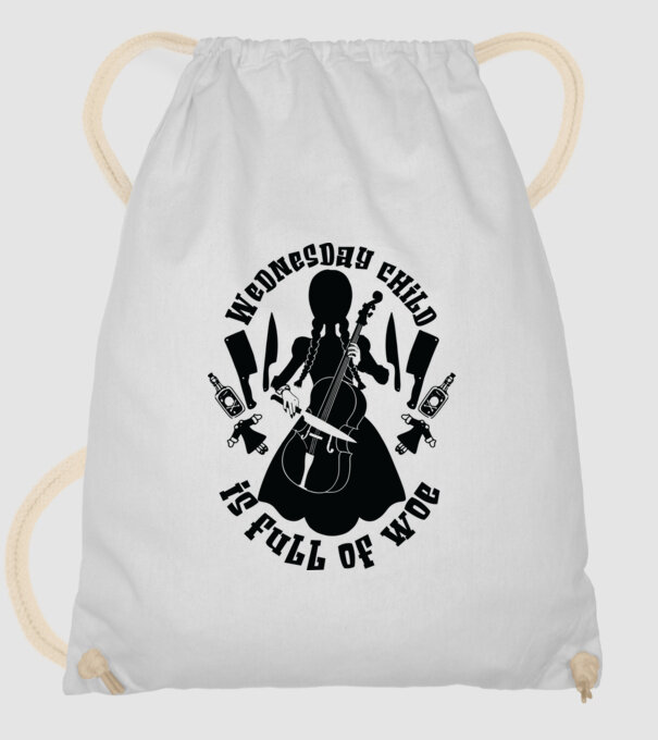 Wednesday child is full of woe model alb pe tricou