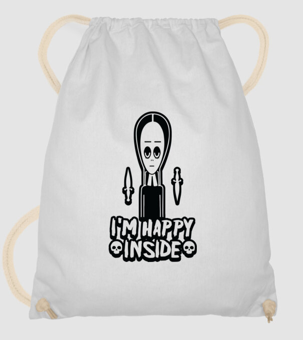 WEDNESDAY Happy inside model alb pe tricou