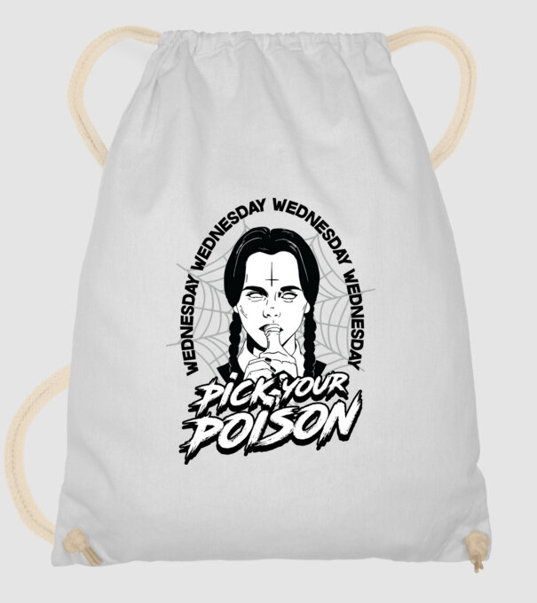 WEDNESDAY Pick your poison model alb pe tricou