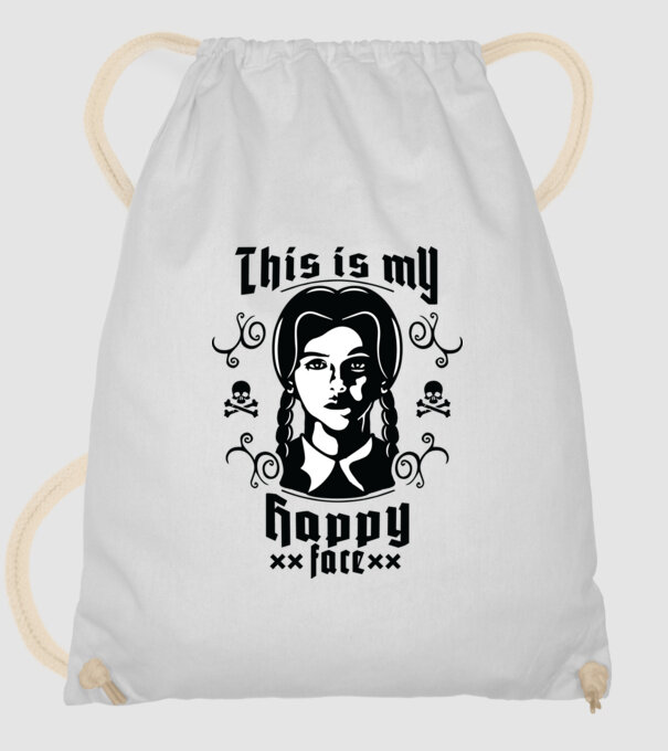 WEDNESDAY This is my happy face model alb pe tricou