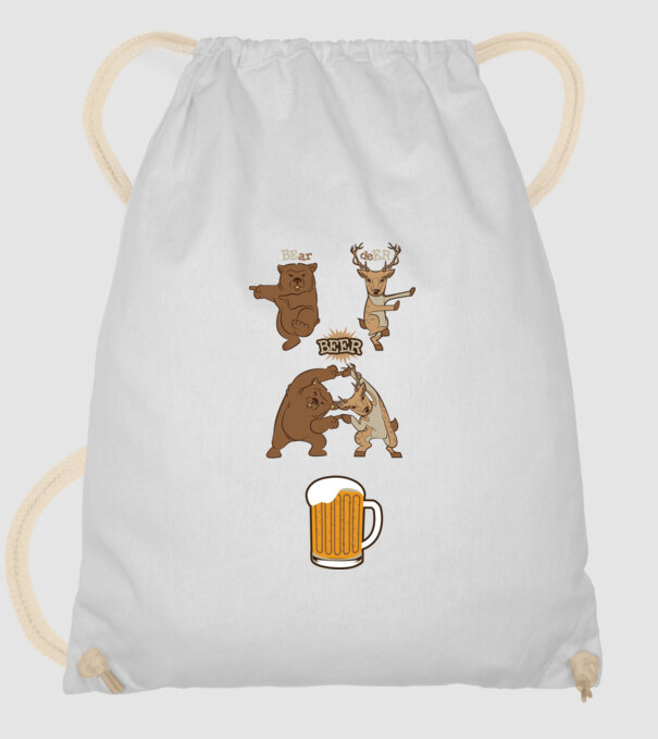 Bear deer beer model alb pe tricou