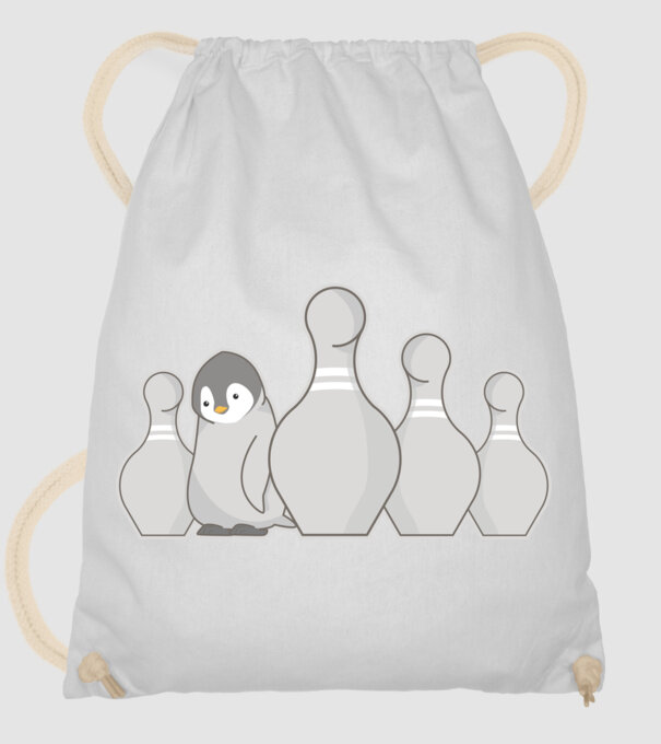 Bowling pinguin model alb pe tricou