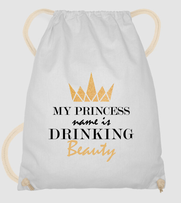 Drinking beauty gold model alb pe tricou
