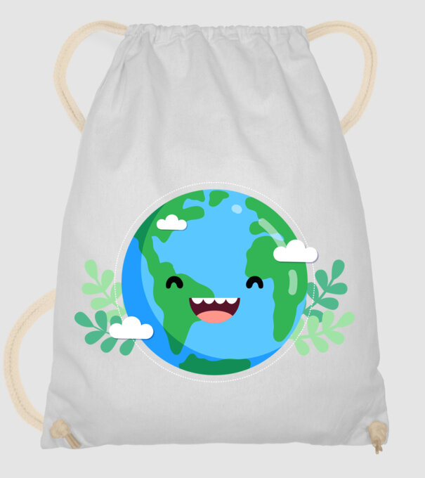 Earth smiley model alb pe tricou