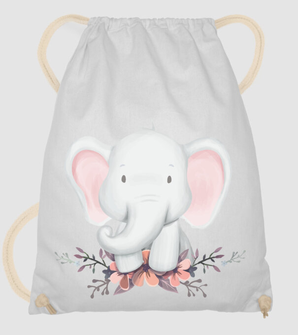 Elefant cu flori model alb pe tricou