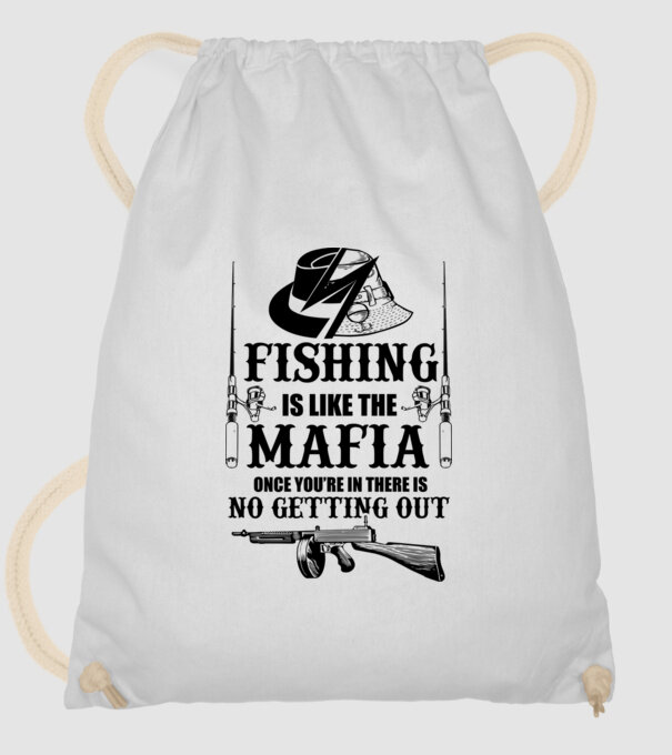 Fishing is like mafia model alb pe tricou